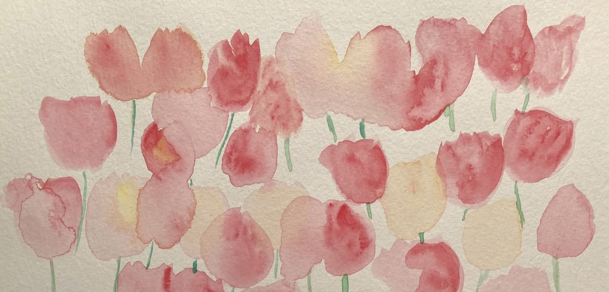 Tulpen-Aquarell — Aufblühen und Neubeginn